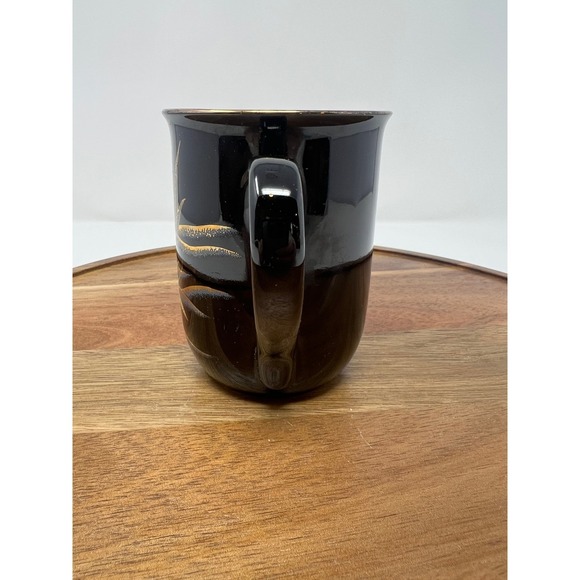 Set of two Black Ceramic Mug Gold Seashell Starfish Nautical Beach Theme - Picture 2 of 6